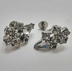 Vintage Crystal Rhinestone Screw Back Earrings